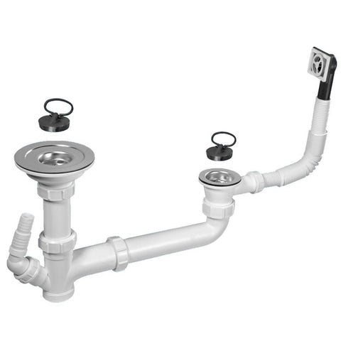 Rangemaster Chrome 1.5 & 2.0 65mm Plug Waste, Overflow & Plumbing Kit
