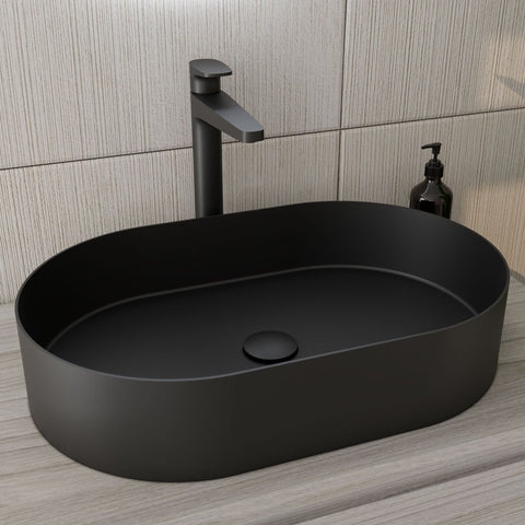 RAK INGOT Oval Stainless Steel Wash Basin with FFW Black