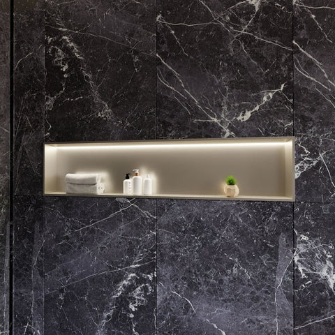 RAK INGOT 300x1200mm Recessed Niche with LED Brushed Nickel