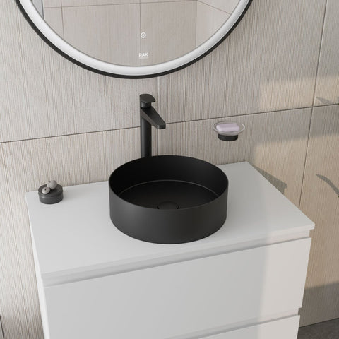 RAK INGOT Round Stainless Steel Wash Basin with FFW Black