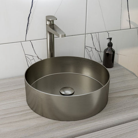 RAK INGOT Round Stainless Steel Wash Basin with FFW Brushed Nickel