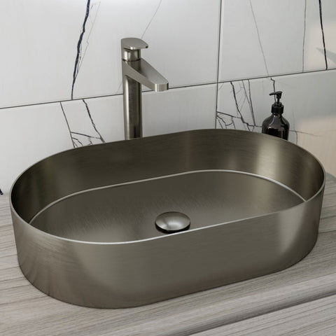 RAK INGOT Oval Stainless Steel Wash Basin with FFW Brushed Nickel