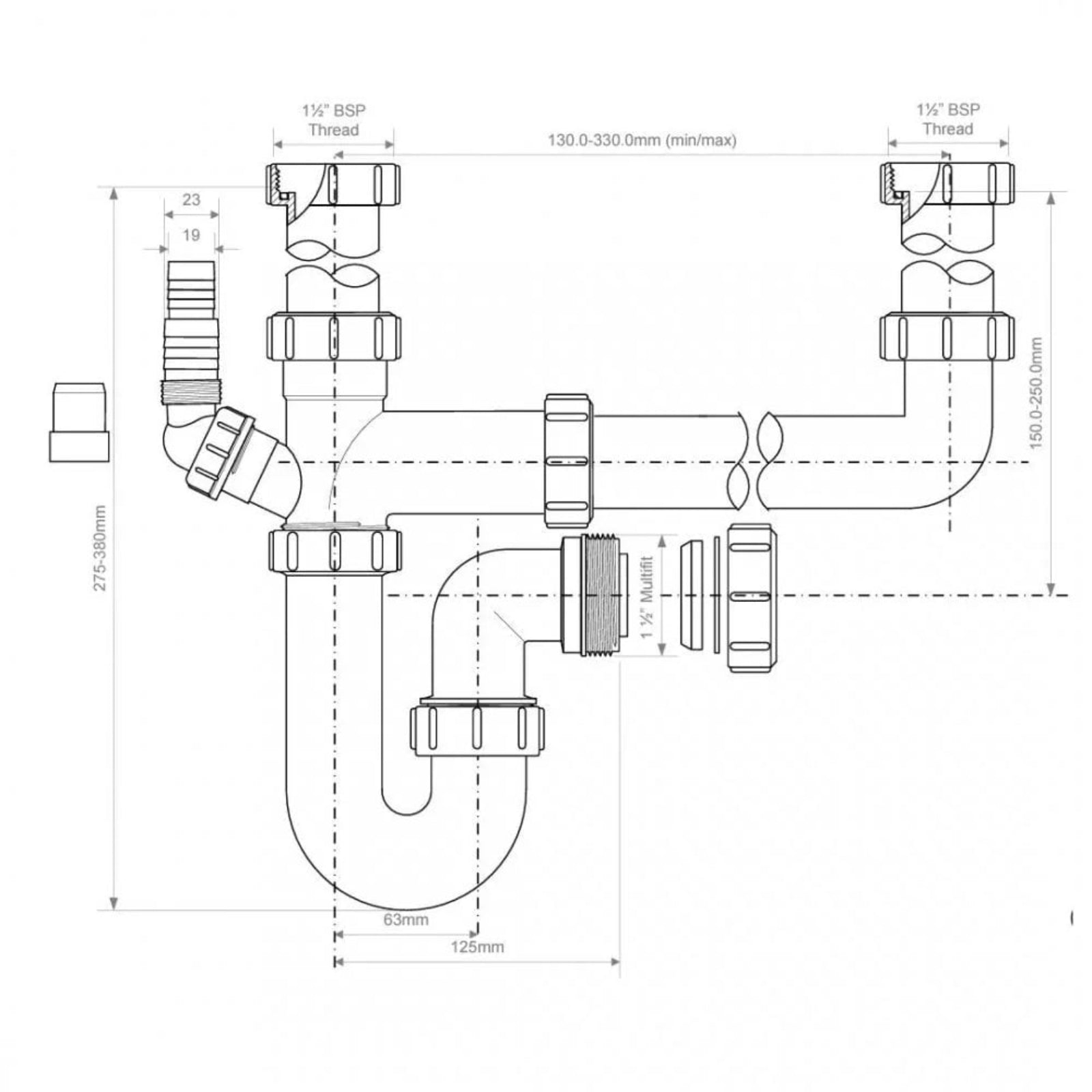 Replacement Waste Kit for Villeroy & Boch Farmhouse 60, 80 & 90 Kitchen Sinks