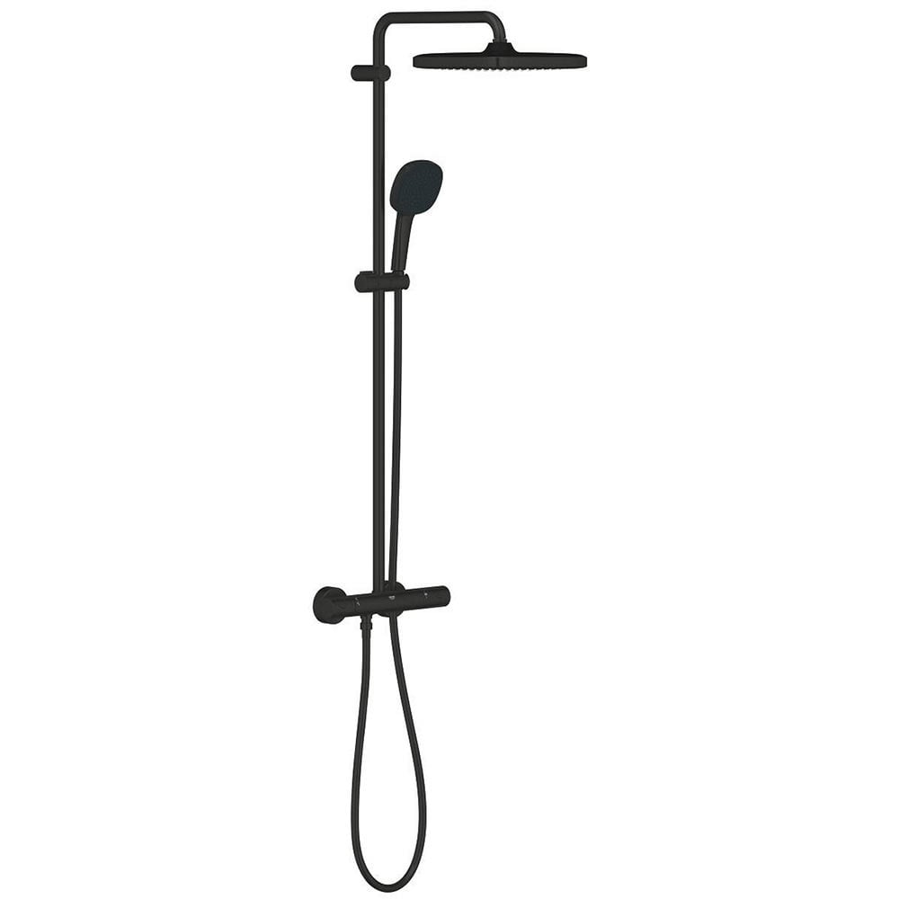 Grohe Tempesta Matte Black System 250 Cube Shower System With Thermostat For Wall Mounting - 266892431