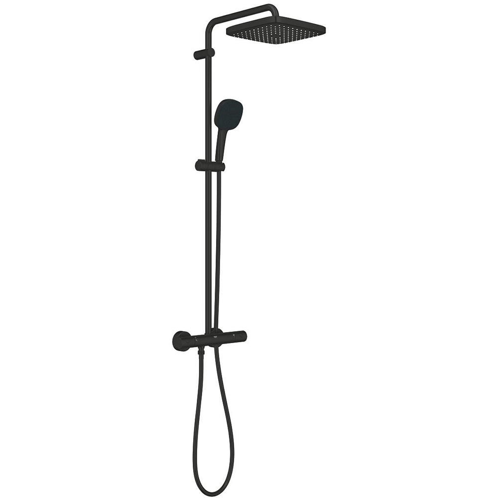 Grohe Tempesta Matte Black System 250 Cube Shower System With Thermostat For Wall Mounting - 266892431