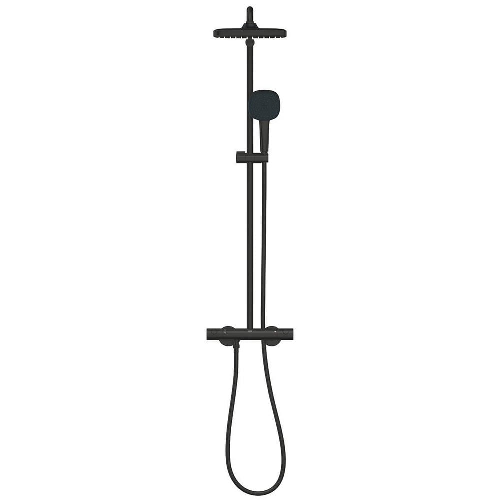 Grohe Tempesta Matte Black System 250 Cube Shower System With Thermostat For Wall Mounting - 266892431