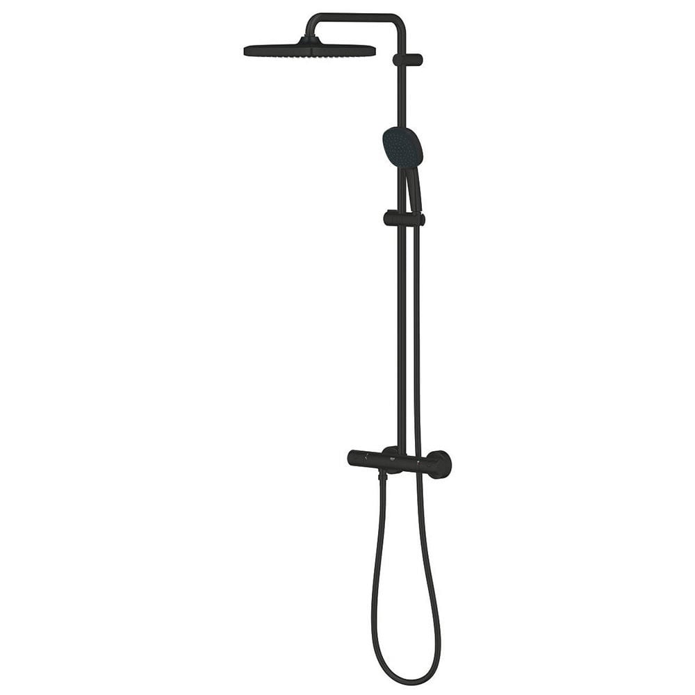 Grohe Tempesta Matte Black System 250 Cube Shower System With Thermostat For Wall Mounting - 266892431
