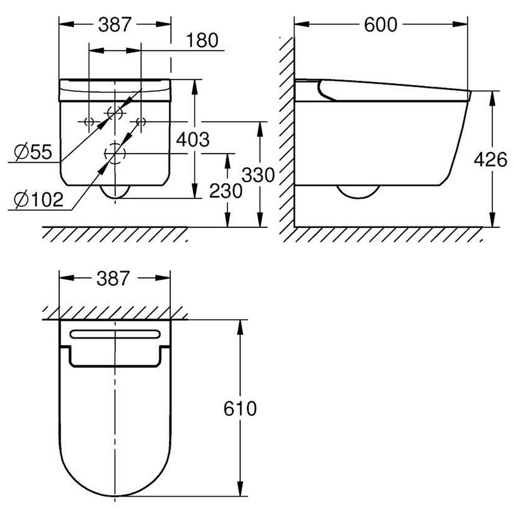 Grohe Sensia Pro Alpine White Shower Toilet Complete System For Concealed Wall-Hung Flushing Cisterns - 36508SH0