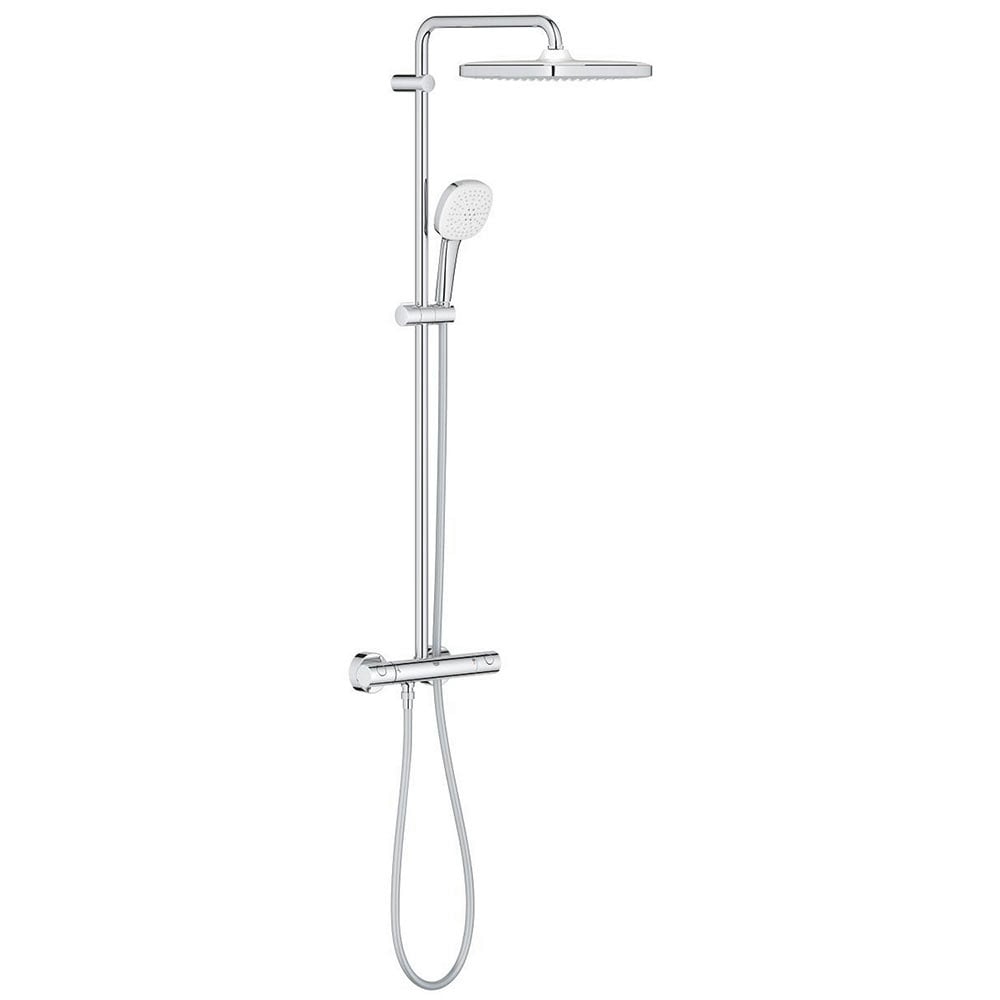 Grohe Tempesta Chrome System 250 Cube Shower System With Thermostat For Wall Mounting - 26689001