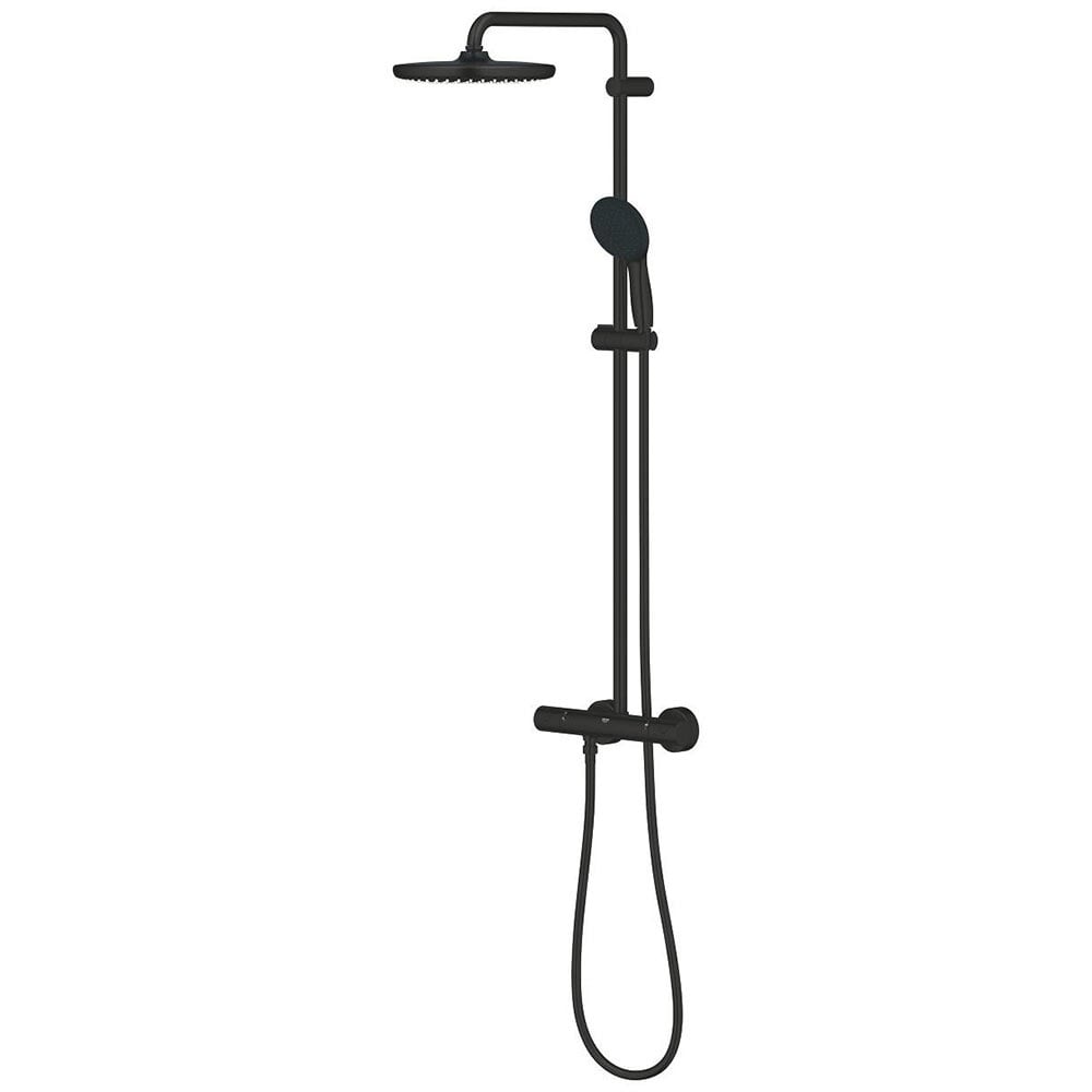 Grphe Tempesta Matte Black System 250 Shower System With Safety Mixer For Wall Mounting