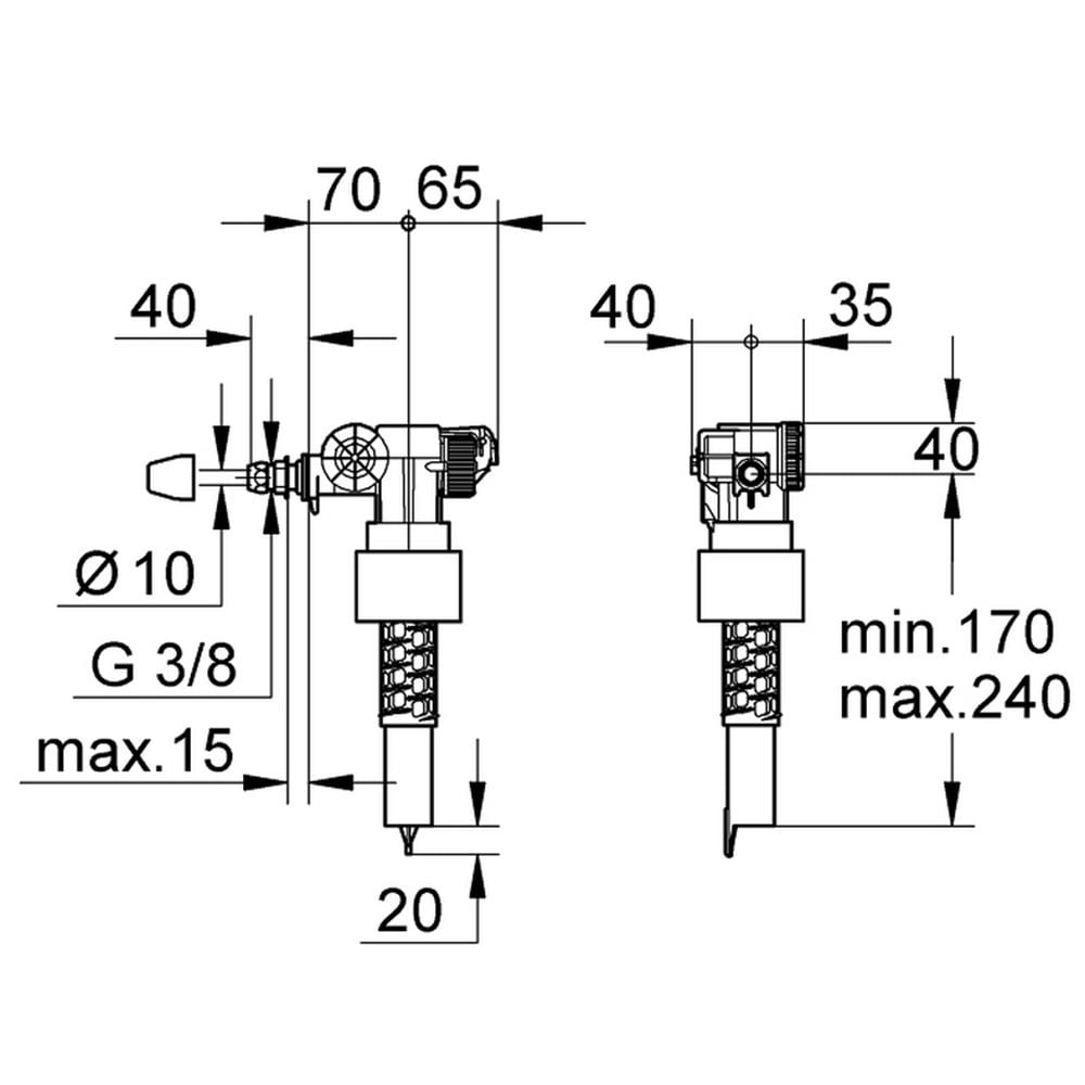 Grohe Chrome Filling Valve 3/8" - 37095000