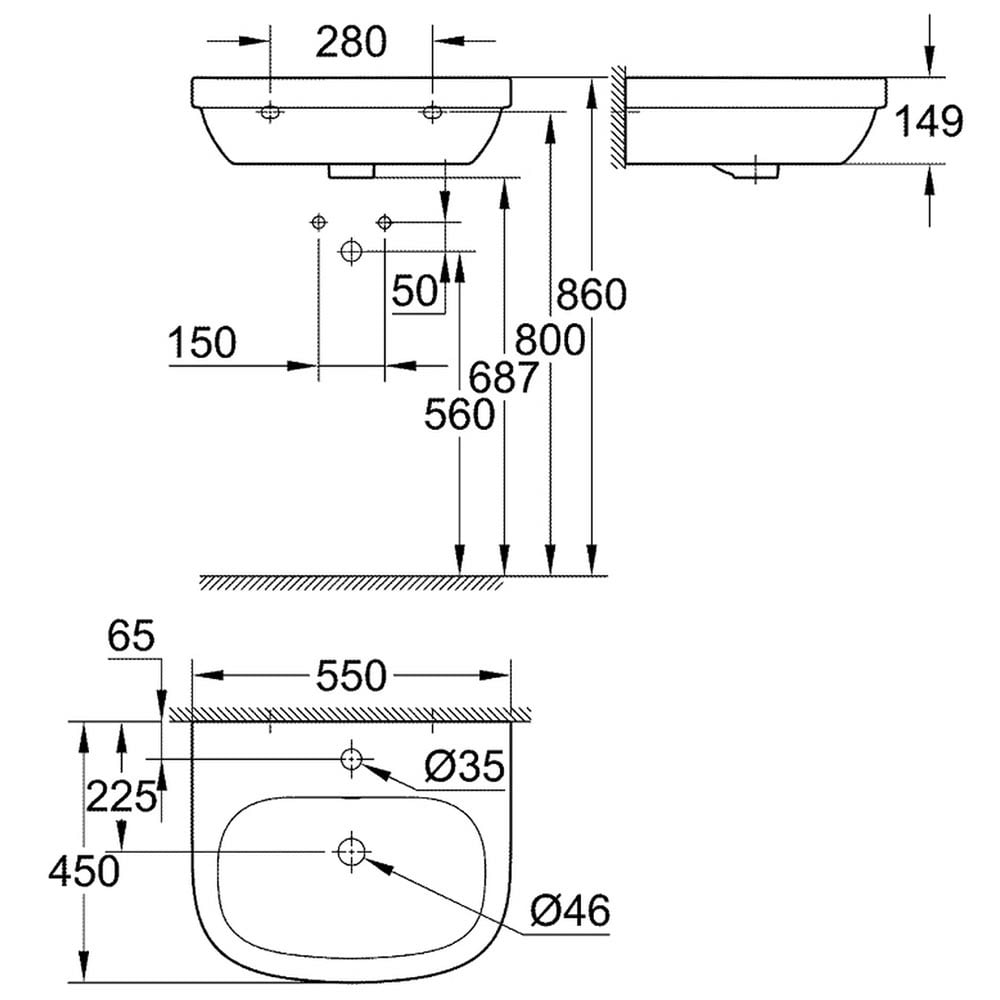 Grohe Euro Alpine White Ceramic Wash Basin 55 - 39336000