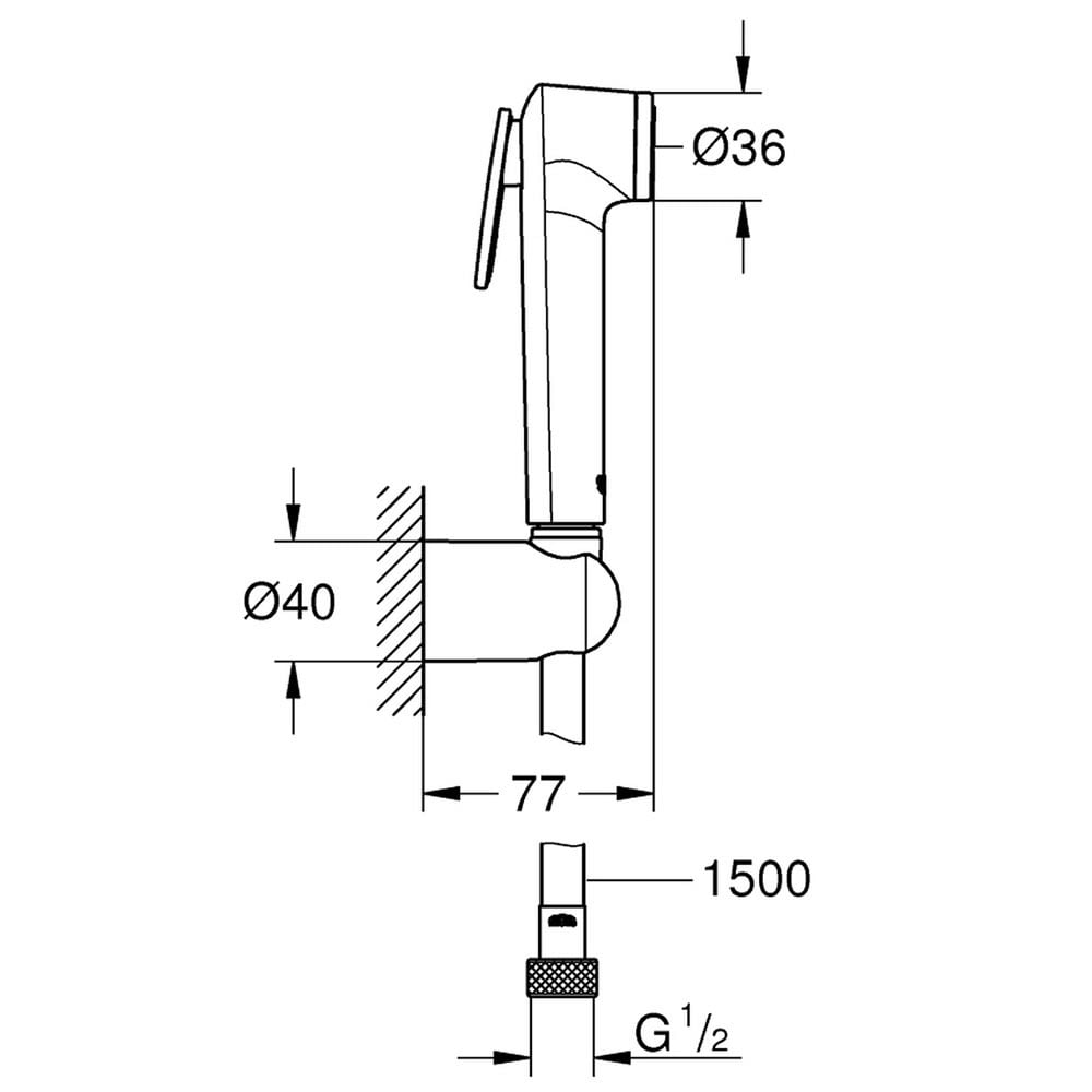 Grohe Tempesta Chrome F Trigger Spray 30 Wall Holder - Set 1 Spray - 26353000