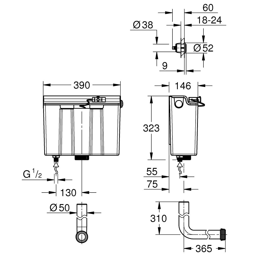 Grohe Concealed Flushing Cistern - 39053000