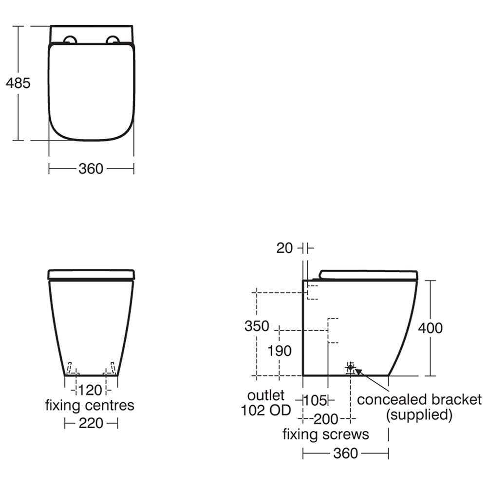 Ideal Standard i.life S White Compact Back To Wall WC Bowl With Rimls+ Technology - T519701