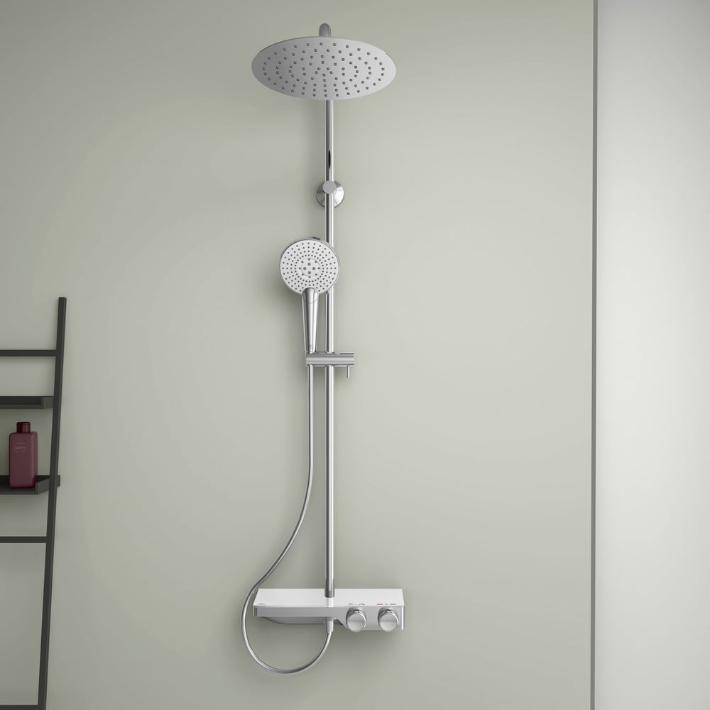 Ideal Standard Ceratherm S200 Chrome Exposed Thermostatic Shelf Shower System - A7331AA