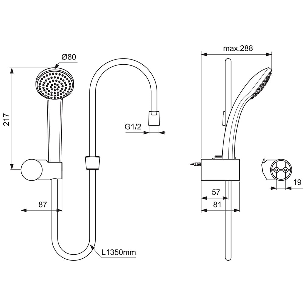Ideal Standard Idealrain Chrome S1 Hand Shower Set - B9449AA