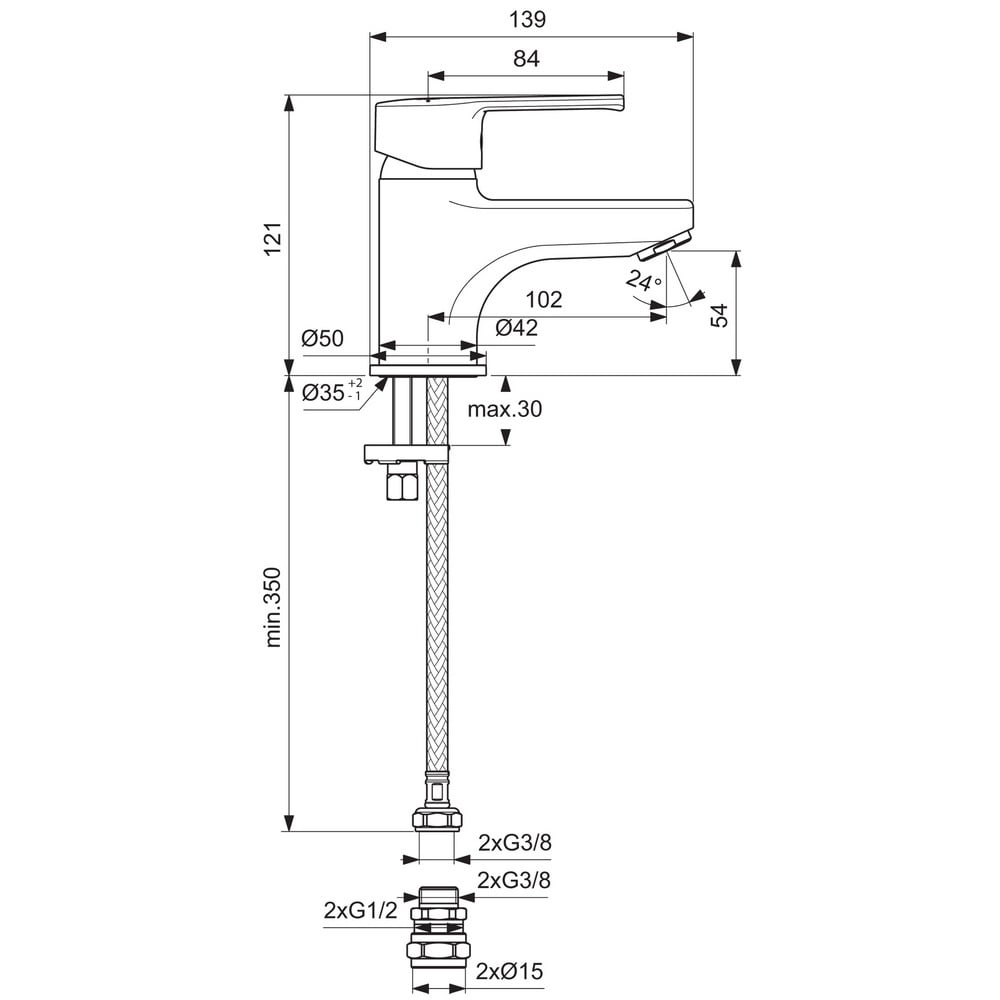 Ideal Standard Calista Chrome Mini Basin Mixer Tap Without Waste - BC340AA
