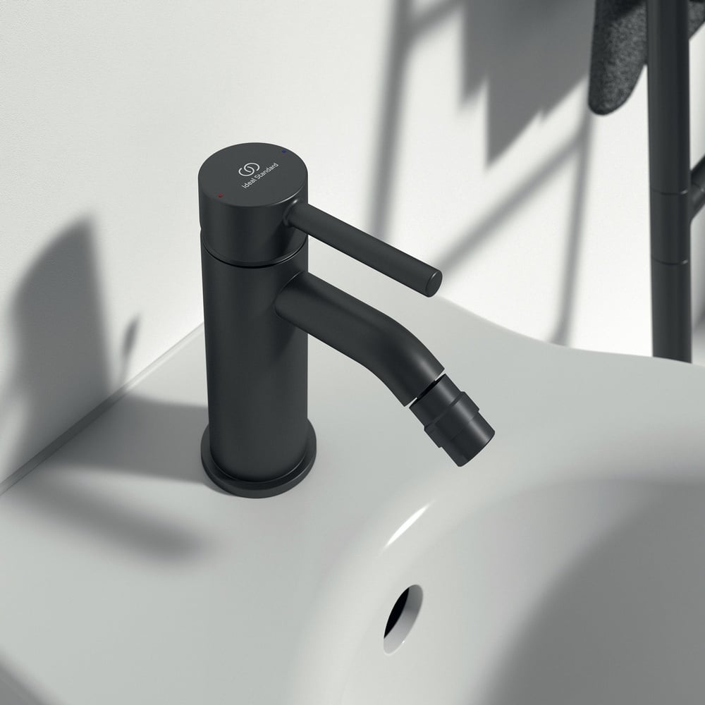 Ideal Standard Ceraline Silk Black Single Lever Bidet Mixer Tap With Metal Pop-Up Waste - BC197XG