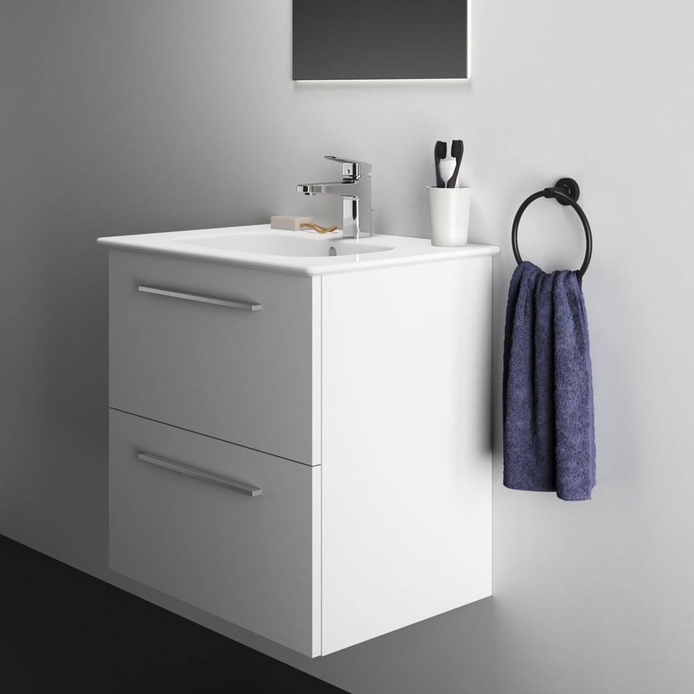 Ideal Standard i.life A Matt White 60cm Wall Hung Vanity Unit With 2 Drawers - T5255DU