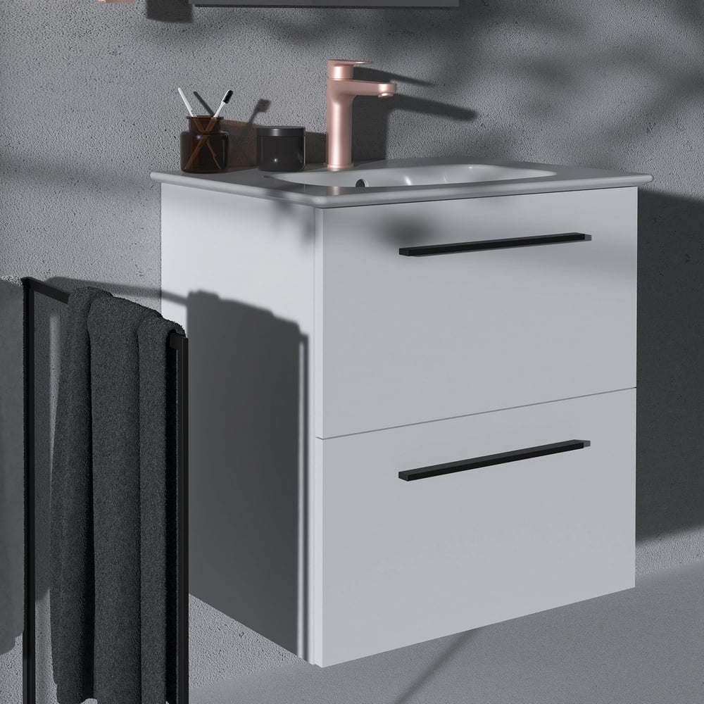 Ideal Standard i.life A Matt White 60cm Wall Hung Vanity Unit With 2 Drawers - T5255DU