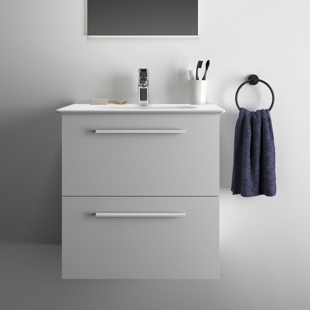 Ideal Standard i.life A Matt White 60cm Wall Hung Vanity Unit With 2 Drawers - T5255DU