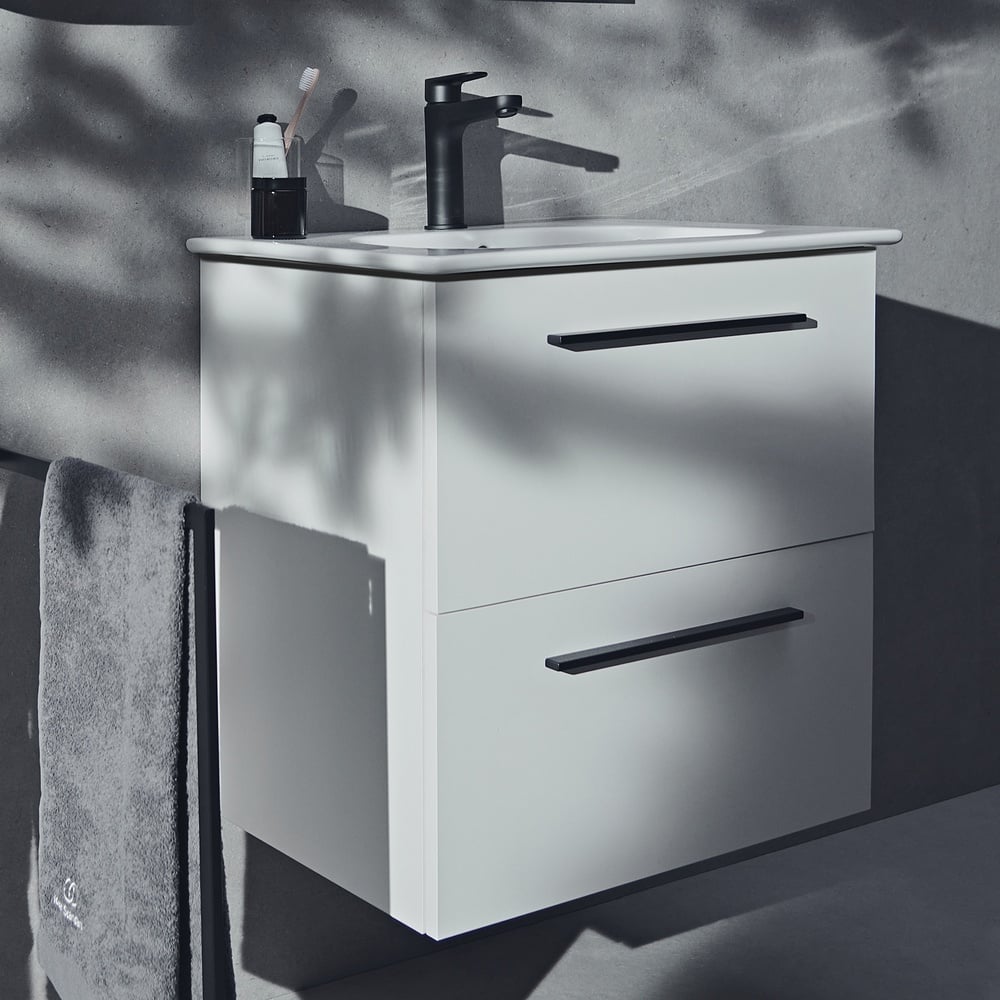 Ideal Standard i.life A Matt White 60cm Wall Hung Vanity Unit With 2 Drawers - T5255DU