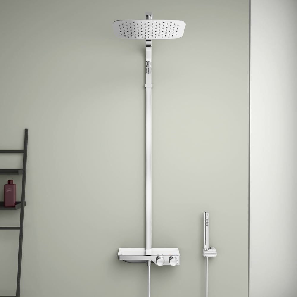 Ideal Standard Ceratherm S200 Chrome Exposed Thermostatic Shelf Shower System - A7332AA