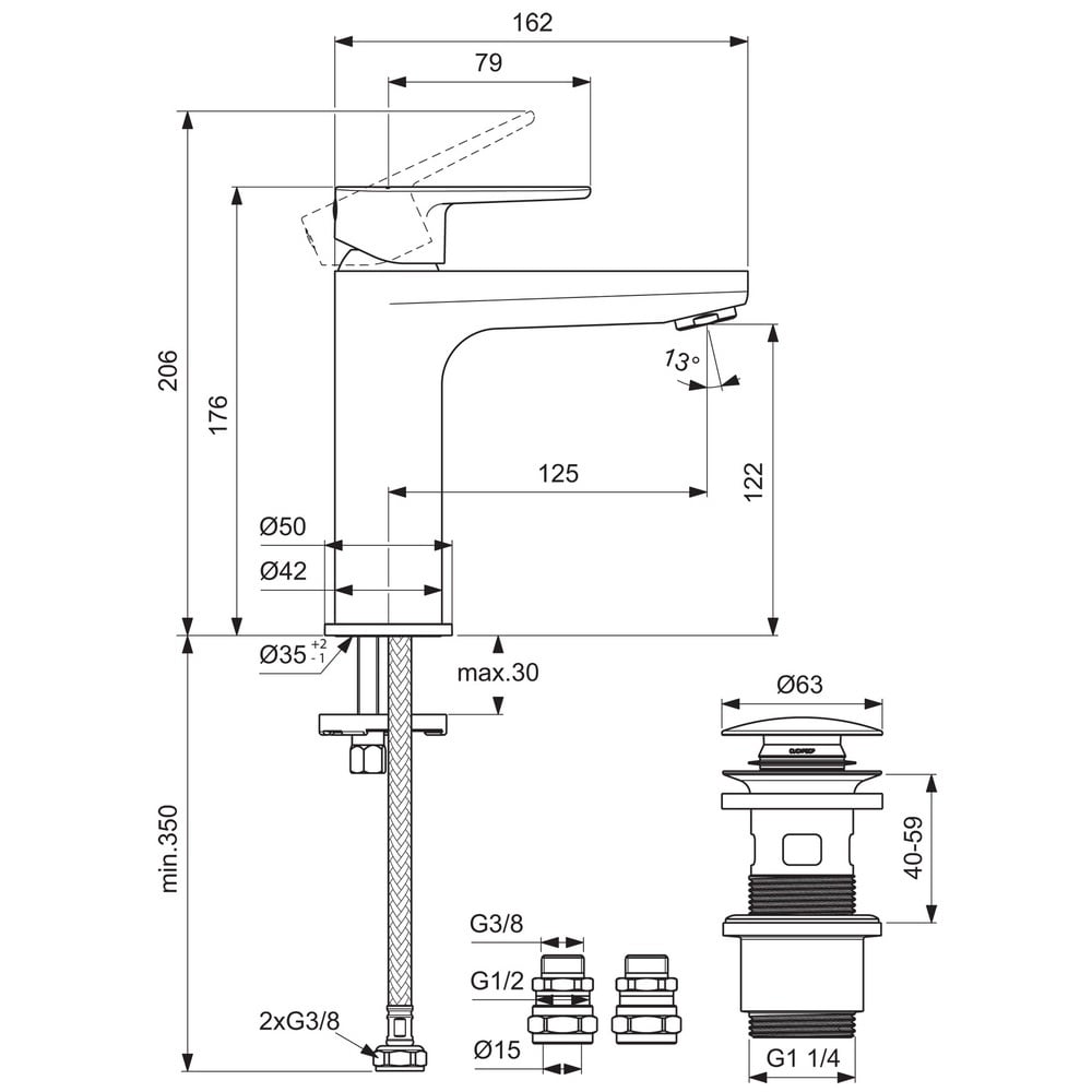 Ideal Standard Cerafine Silver O Single Lever Basin Mixer Tap - BD829SI
