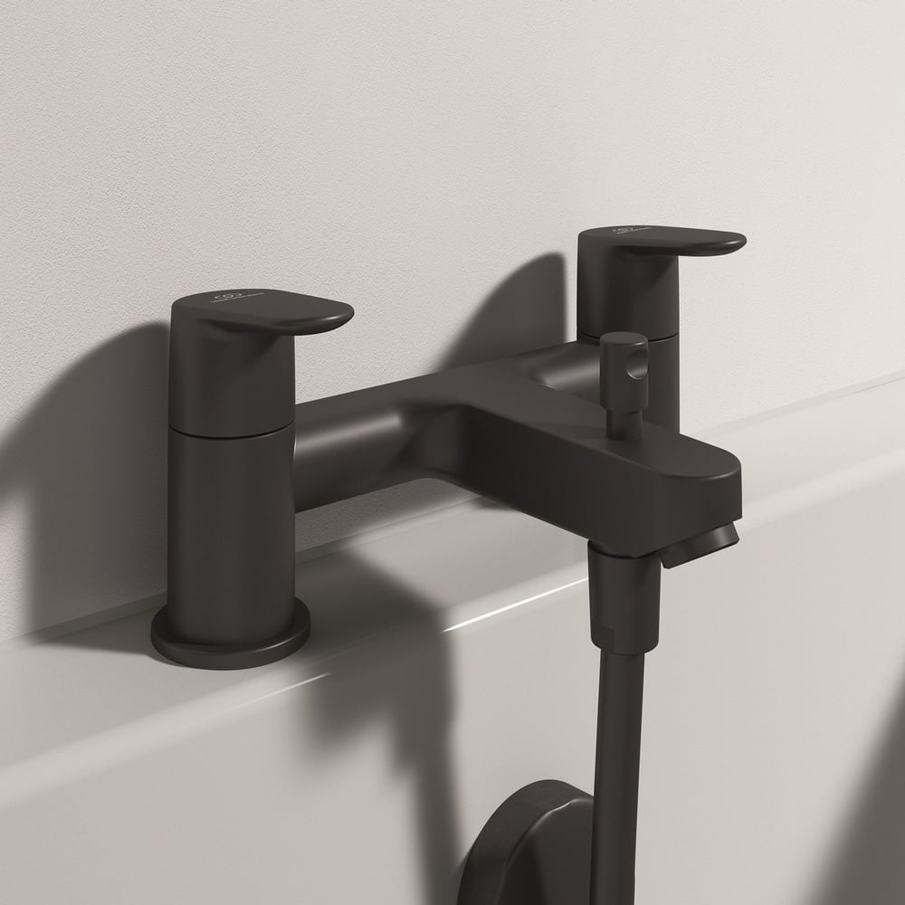 Ideal Standard Cerafine Silk Black O Dual Control Bath Shower Mixer With Shower Set - BC708XG