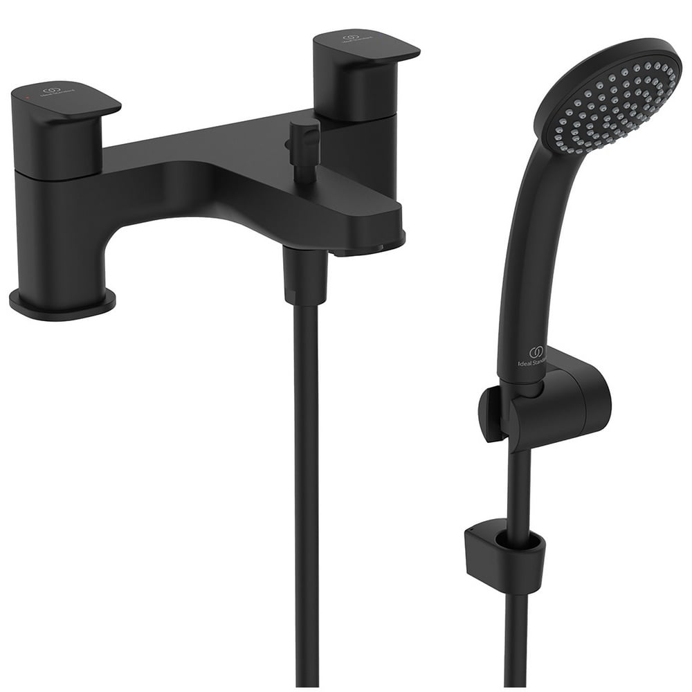 Ideal Standard Ceraplan Silk Black Dual Control Bath Shower Mixer With Shower Set - BD265XG
