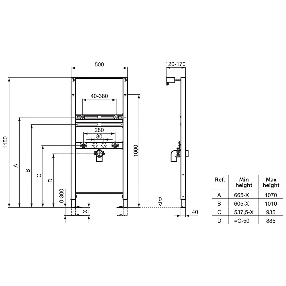 Ideal Standard Prosys Neutral Washbasin Frame For Decktaps - R010267