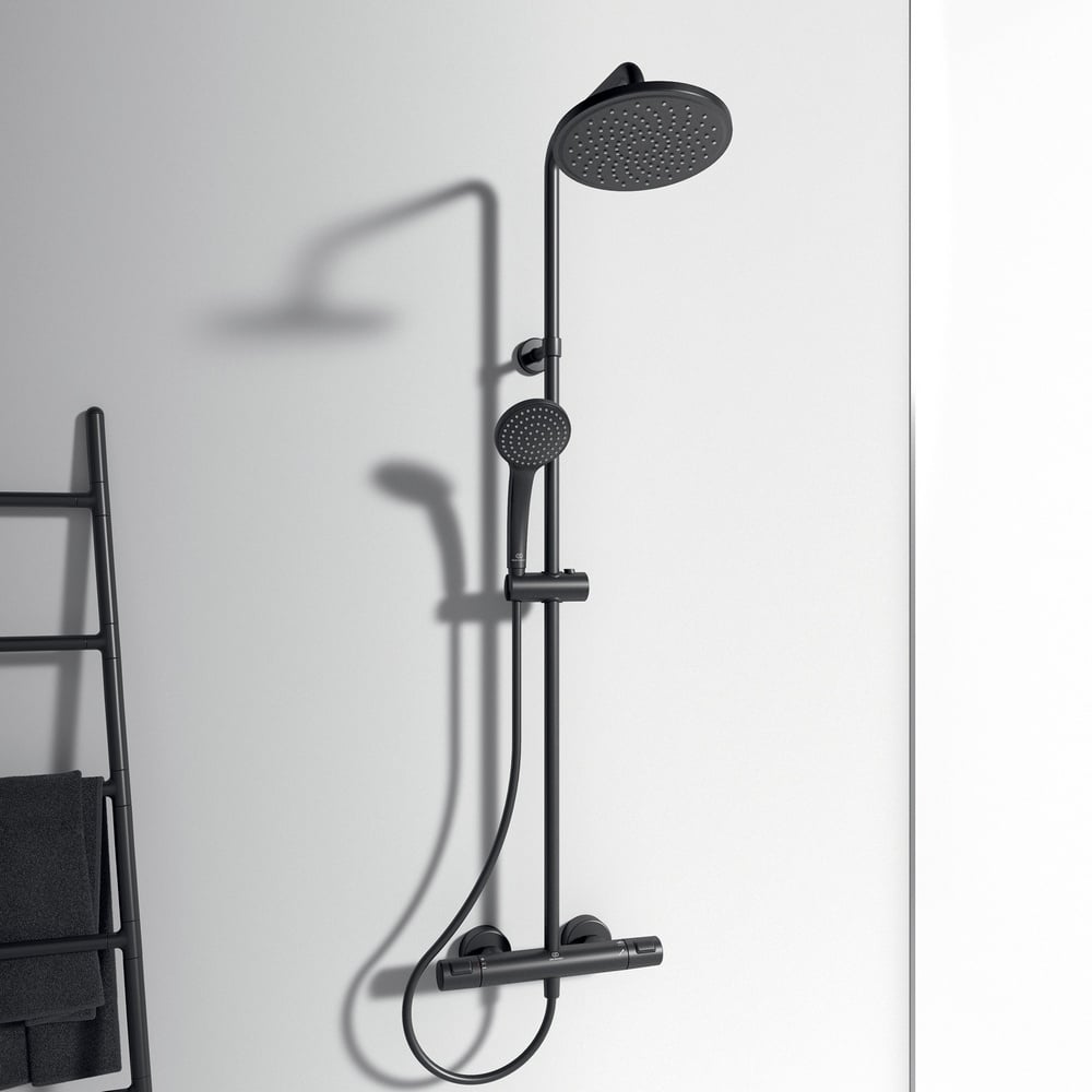 Ideal Standard Ceratherm T25 Silk Black Exposed Thermostatic Shower System - A7571XG