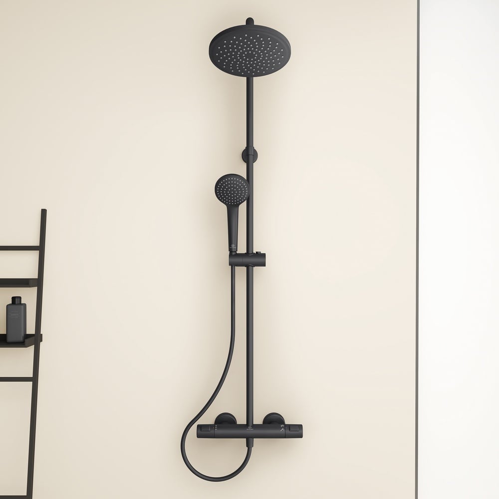 Ideal Standard Ceratherm T25 Silk Black Exposed Thermostatic Shower System - A7571XG