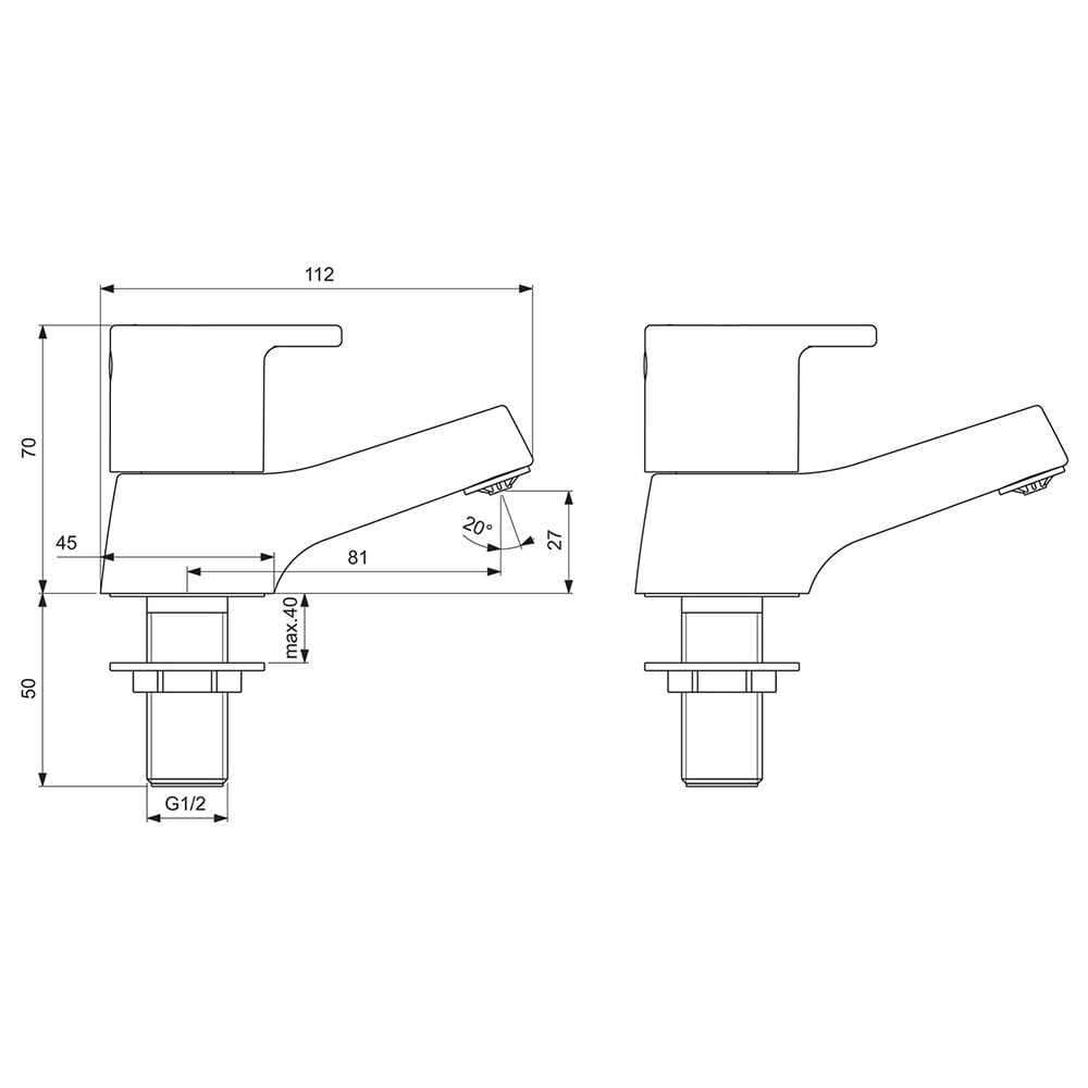 Ideal Standard Calista Chrome Basin Pillar Taps 1/2" (Pair) - B1146AA