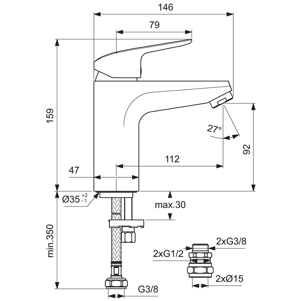 Ideal Standard Ceraflex Chrome Single Lever Bath Filler Tap - B1959AA