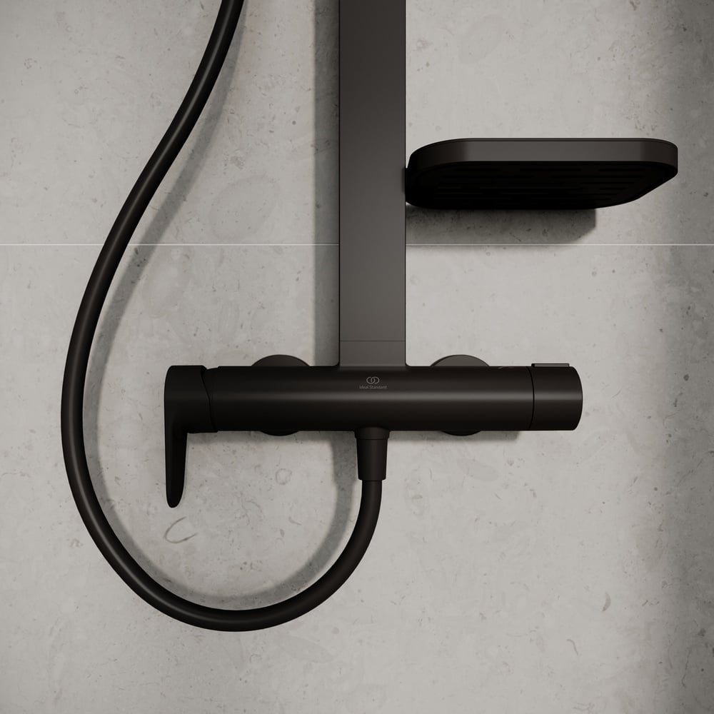 Ideal Standard Ceratherm Alu+ Silk Black Shower System With Exposed Shower Mixer - BD579XG