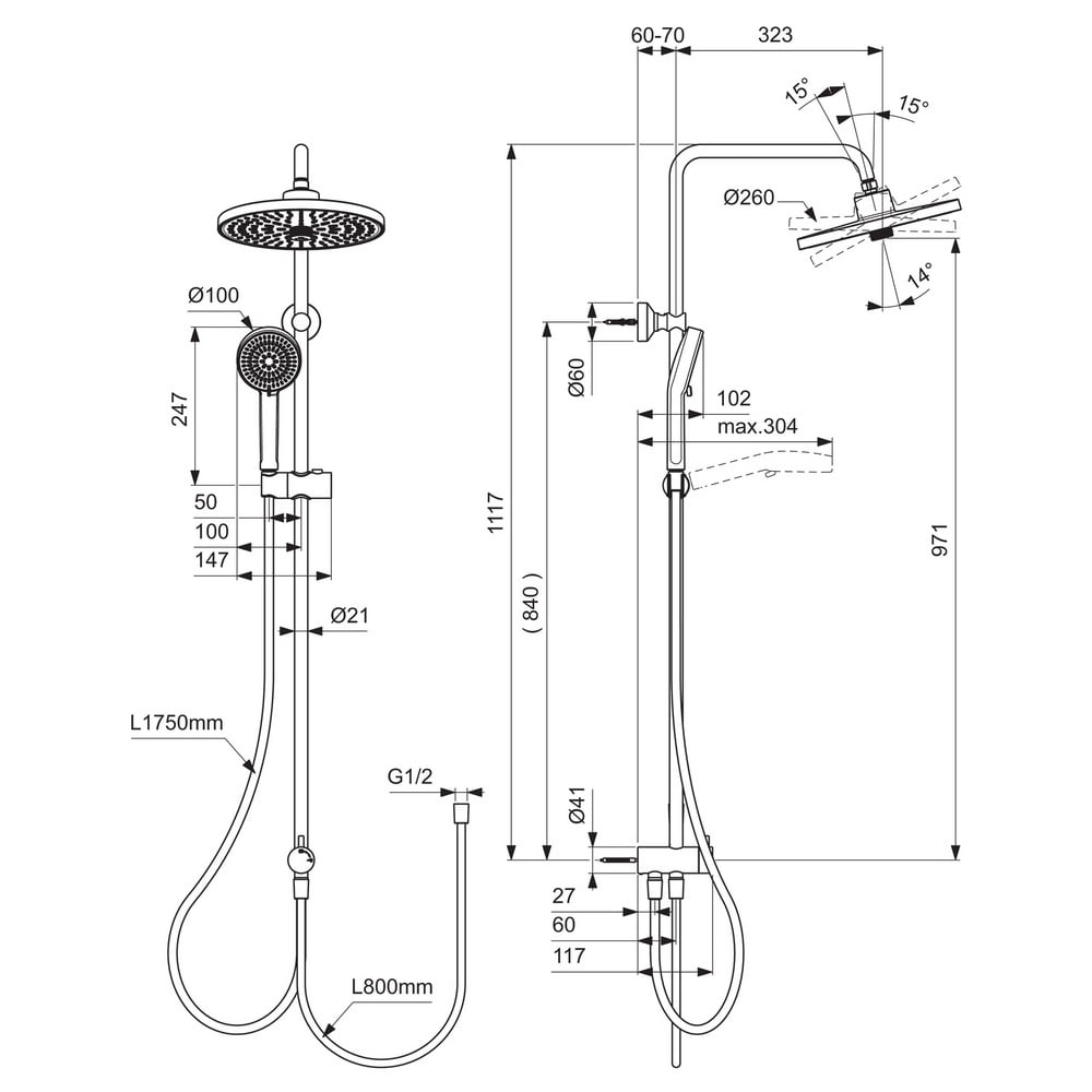 Ideal Standard Ceraflow T25+ Chrome Shower Diverter System - BD747AA
