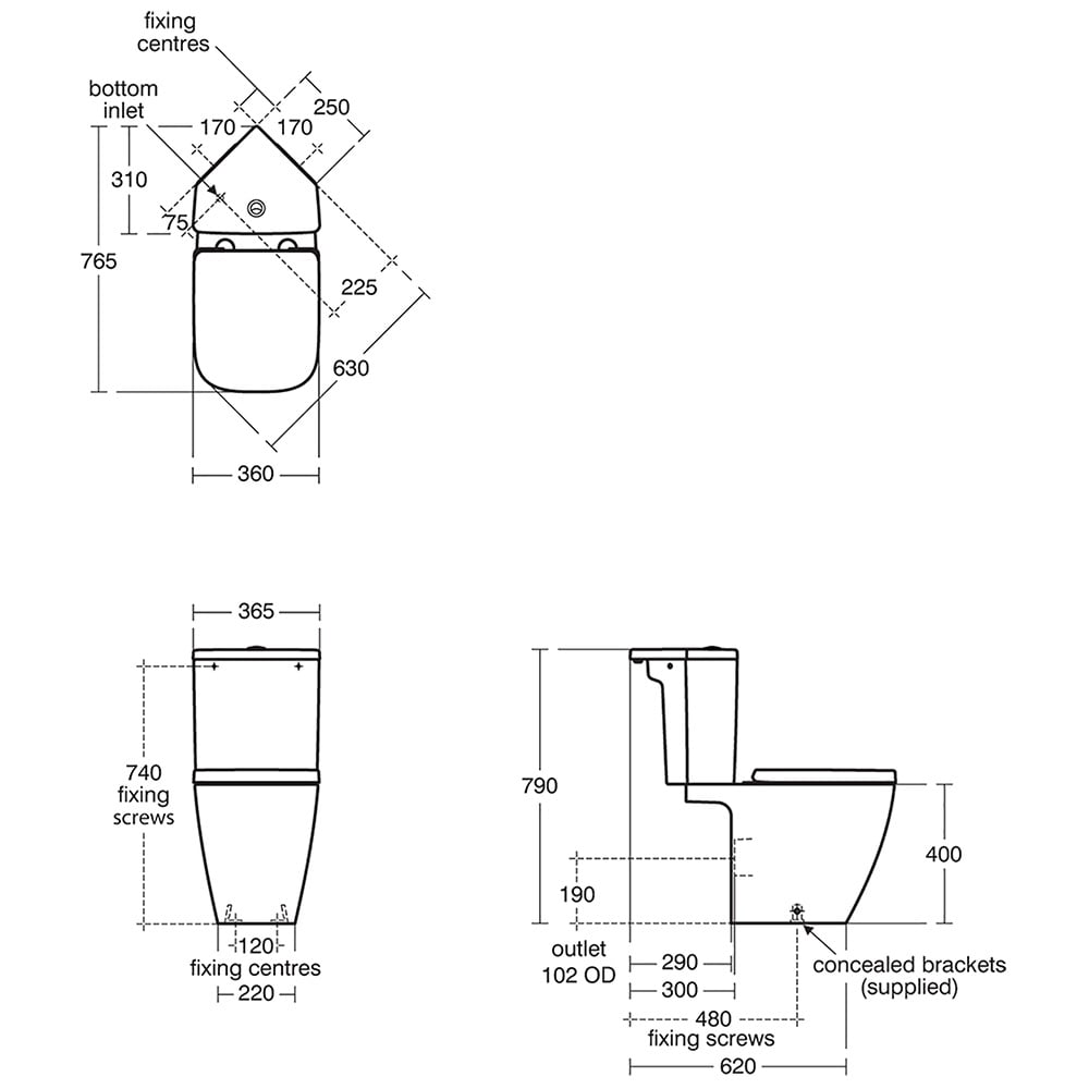 Ideal Standard i.life S White Corner Close Coupled Cistern 6/4 Litre Dual Flush - E249301
