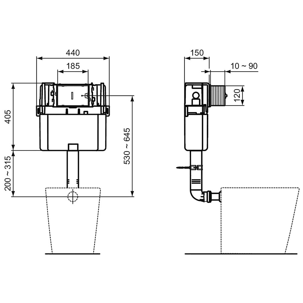 Ideal Standard Prosys Neutral Pneumatic WC Cistern - R031667
