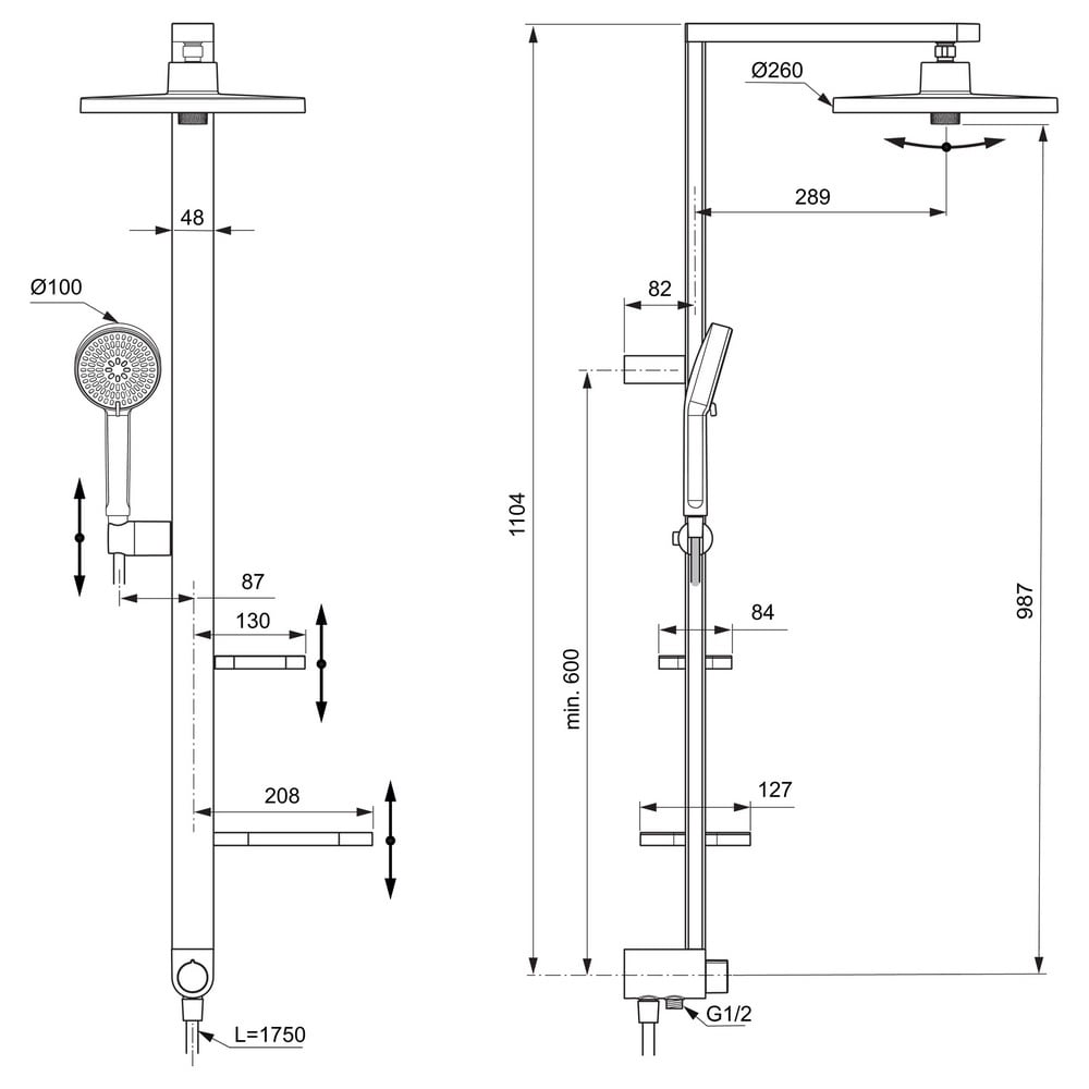Ideal Standard Ceratherm Alu+ Silk Black Shower Diverter System - BD585XG