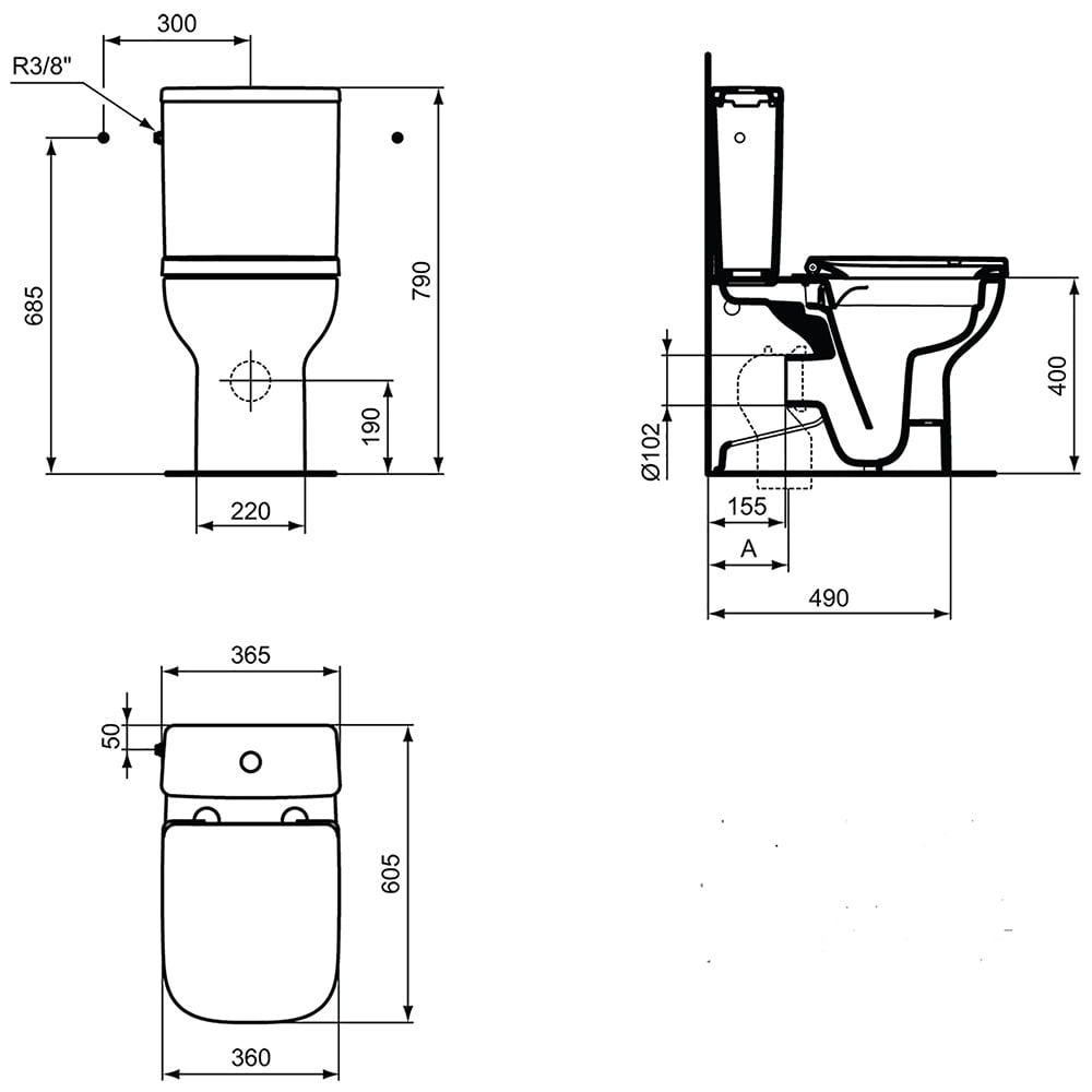 Ideal Standard i.life A & S White Close Coupled Compact 6/4 Litre Dual Cistern - E249101