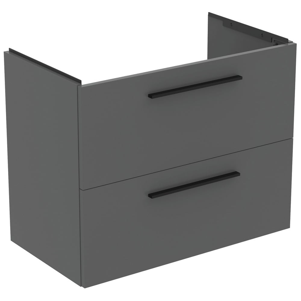 Ideal Standard i.life A Quartz Grey Matt Wall Hung Vanity Unit 80cm With 2 Drawers - T5256NG