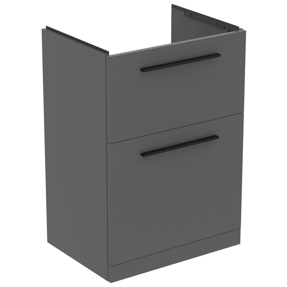 Ideal Standard i.life A Quartz Grey Matt Floor Standing Vanity Unit 60cm With 2 Drawers - T5273NG