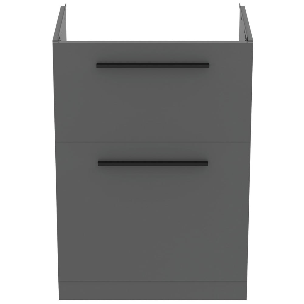 Ideal Standard i.life A Quartz Grey Matt Floor Standing Vanity Unit 60cm With 2 Drawers - T5273NG