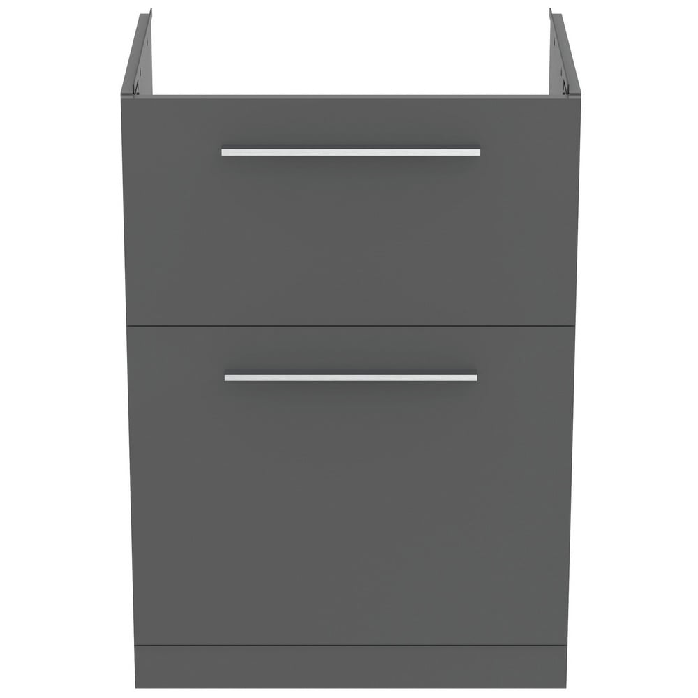 Ideal Standard i.life A Quartz Grey Matt Floor Standing Vanity Unit 60cm With 2 Drawers - T5273NG