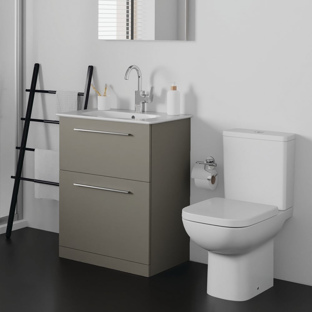 Ideal Standard i.life A Quartz Grey Matt Floor Standing Vanity Unit 60cm With 2 Drawers - T5273NG