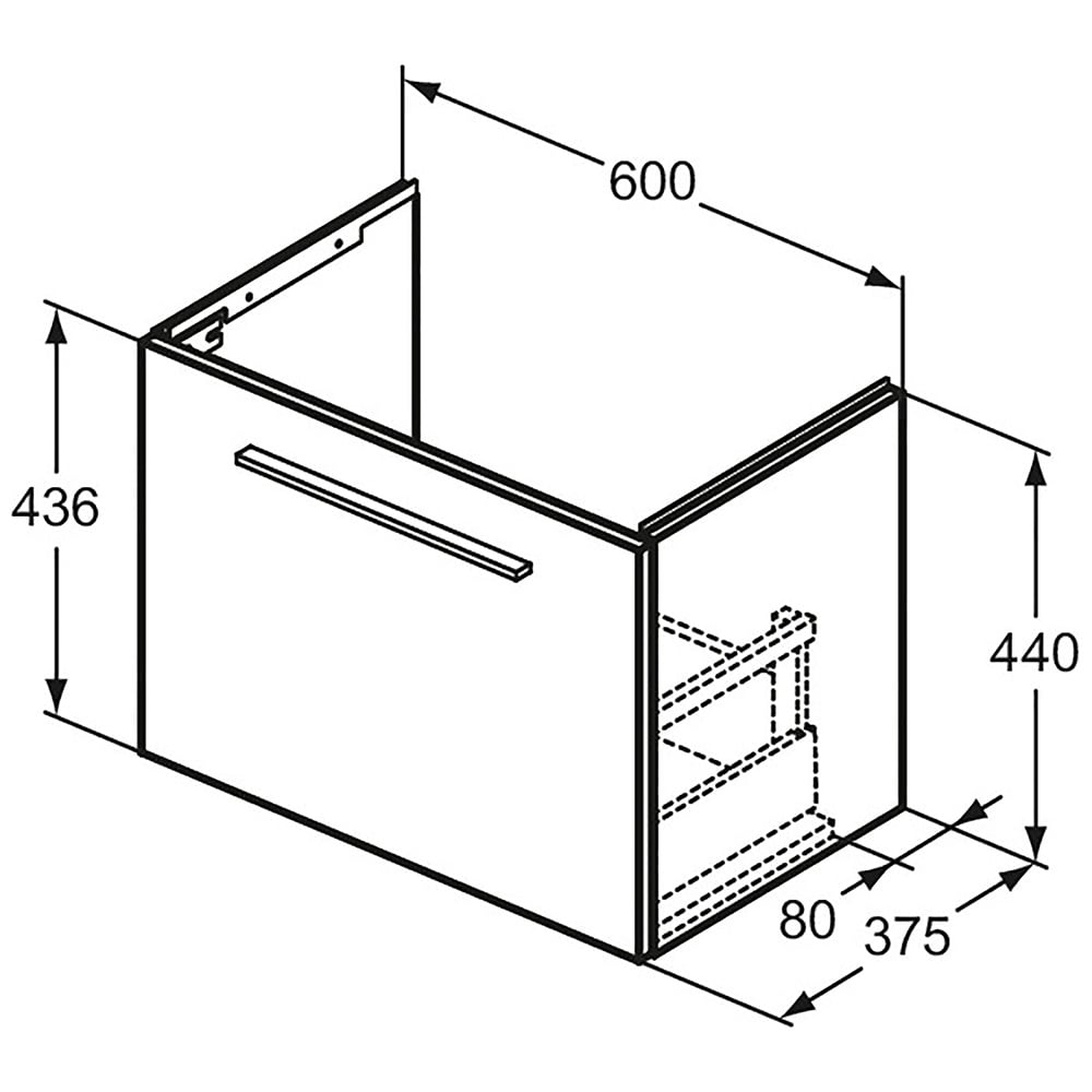 Ideal Standard i.life S Quartz Grey Matt Compact Wall Hung Vanity Unit 60cm With 1 Drawer - T5292NG