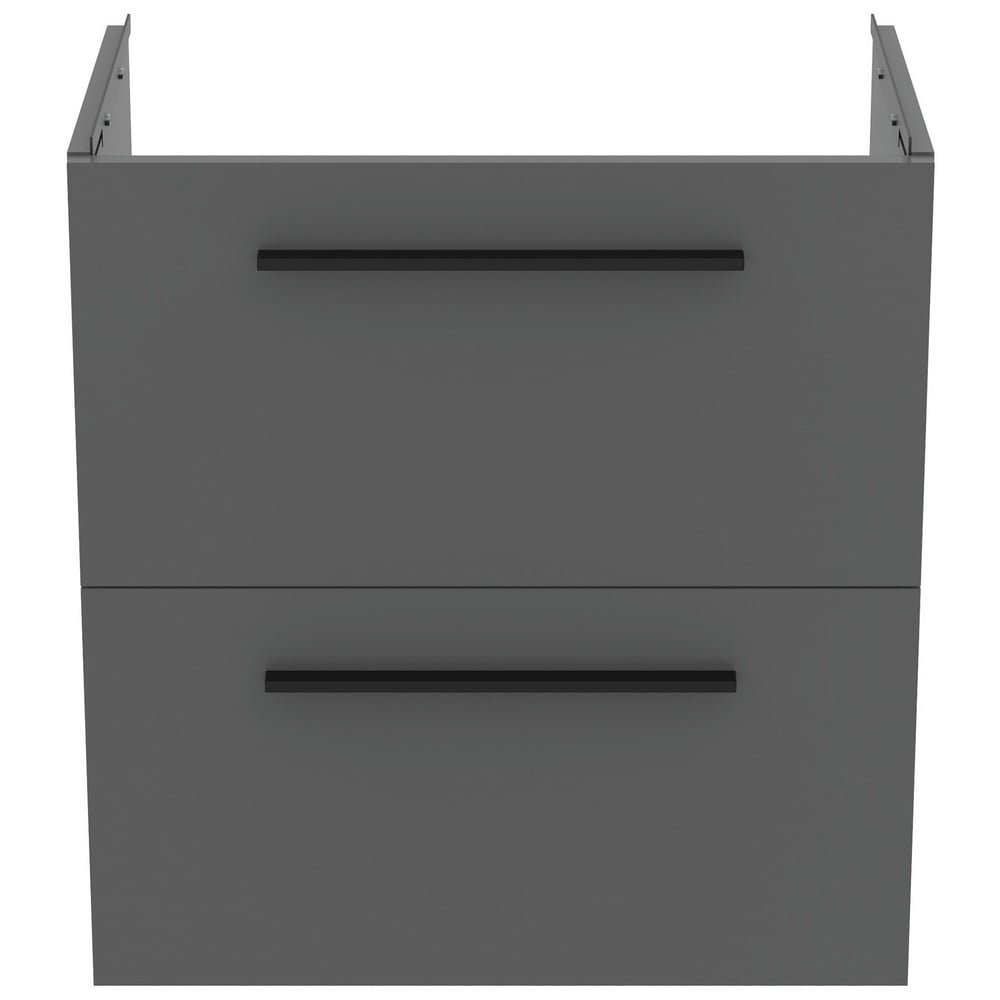 Ideal Standard i.life S Quartz Grey Matt Compact Wall Hung Vanity Unit 60cm With 2 Drawers - T5293NG