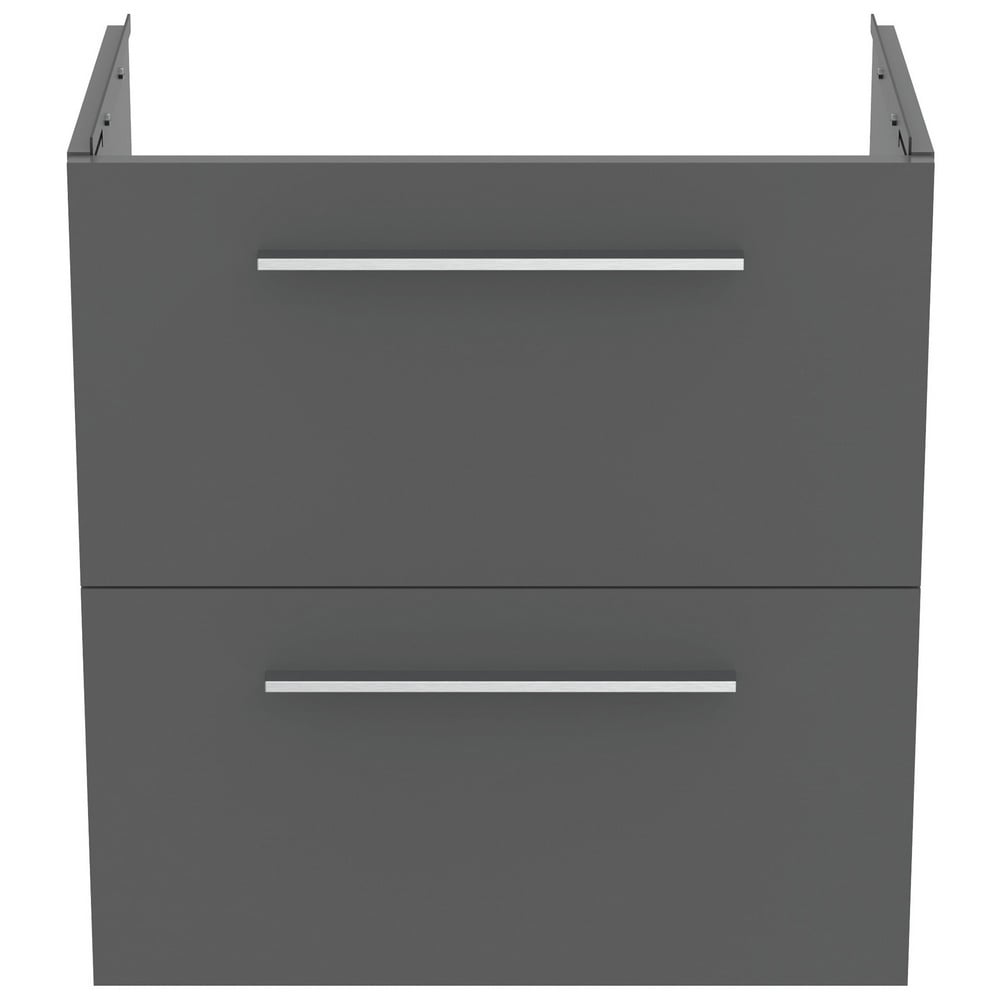 Ideal Standard i.life S Quartz Grey Matt Compact Wall Hung Vanity Unit 60cm With 2 Drawers - T5293NG
